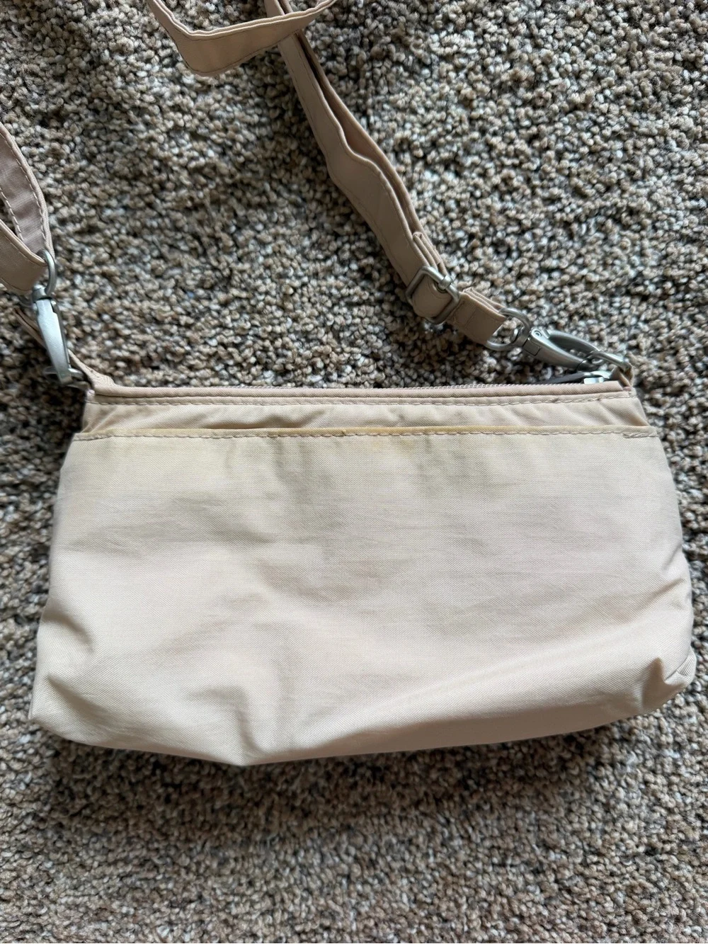BAGGALLINI Tan Beige Small Nylon Zippered Crossbody Shoulder Bag
